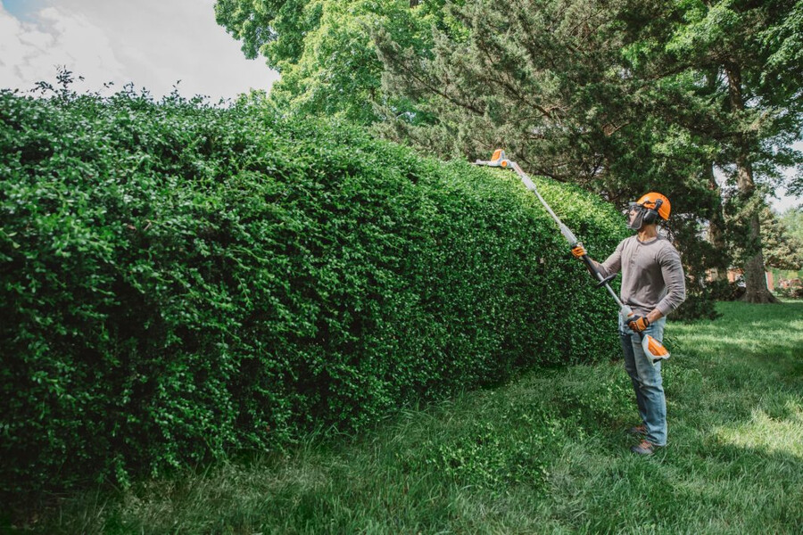 hla 56 battery powered extended-reach hedge trimmer